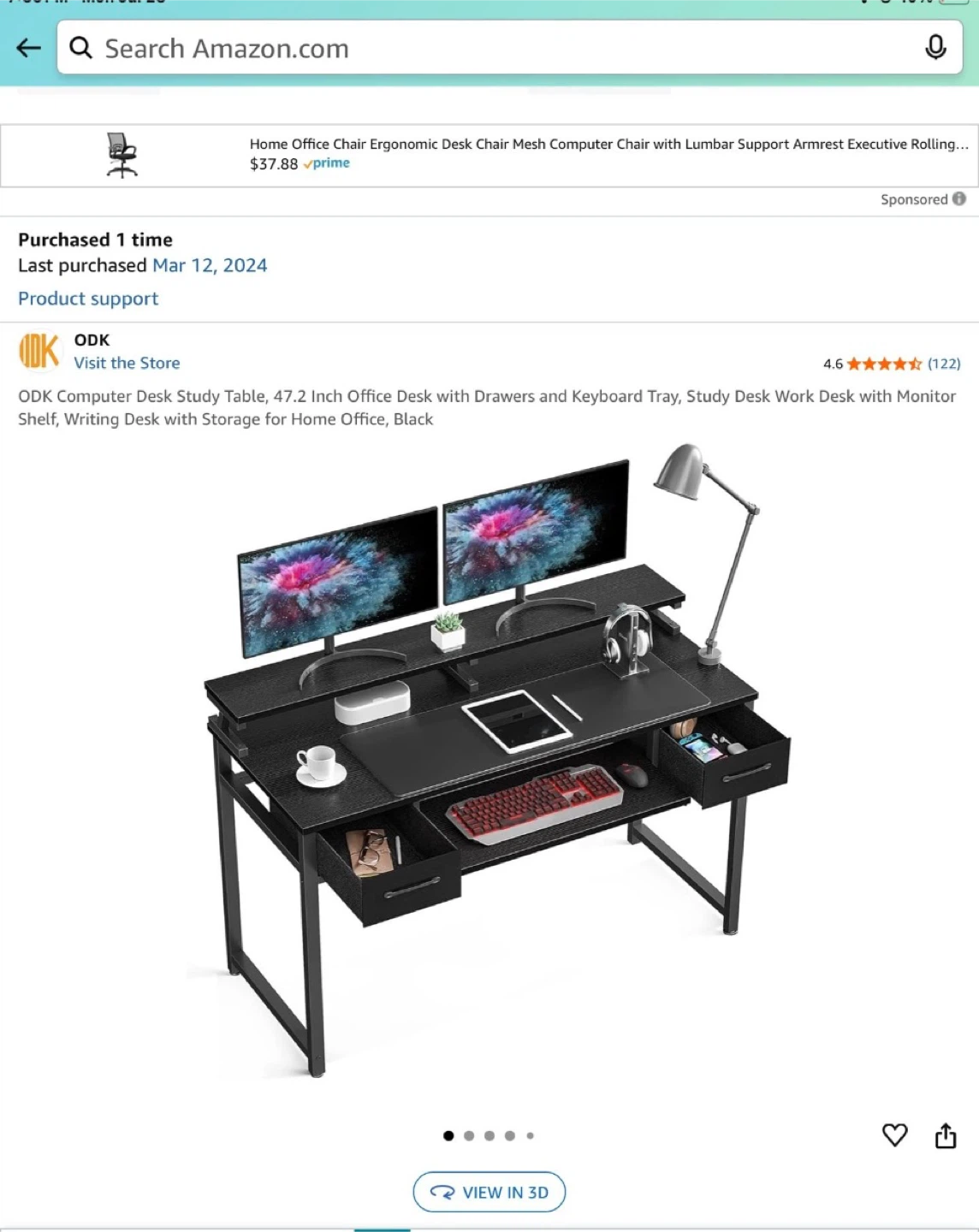 Black Computer Desk with Monitor Shelf - photo 5