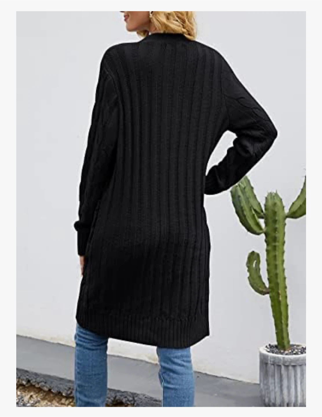 NEW! SYZRI Classic Long Black Knit Cardigan with Buttons - photo 5