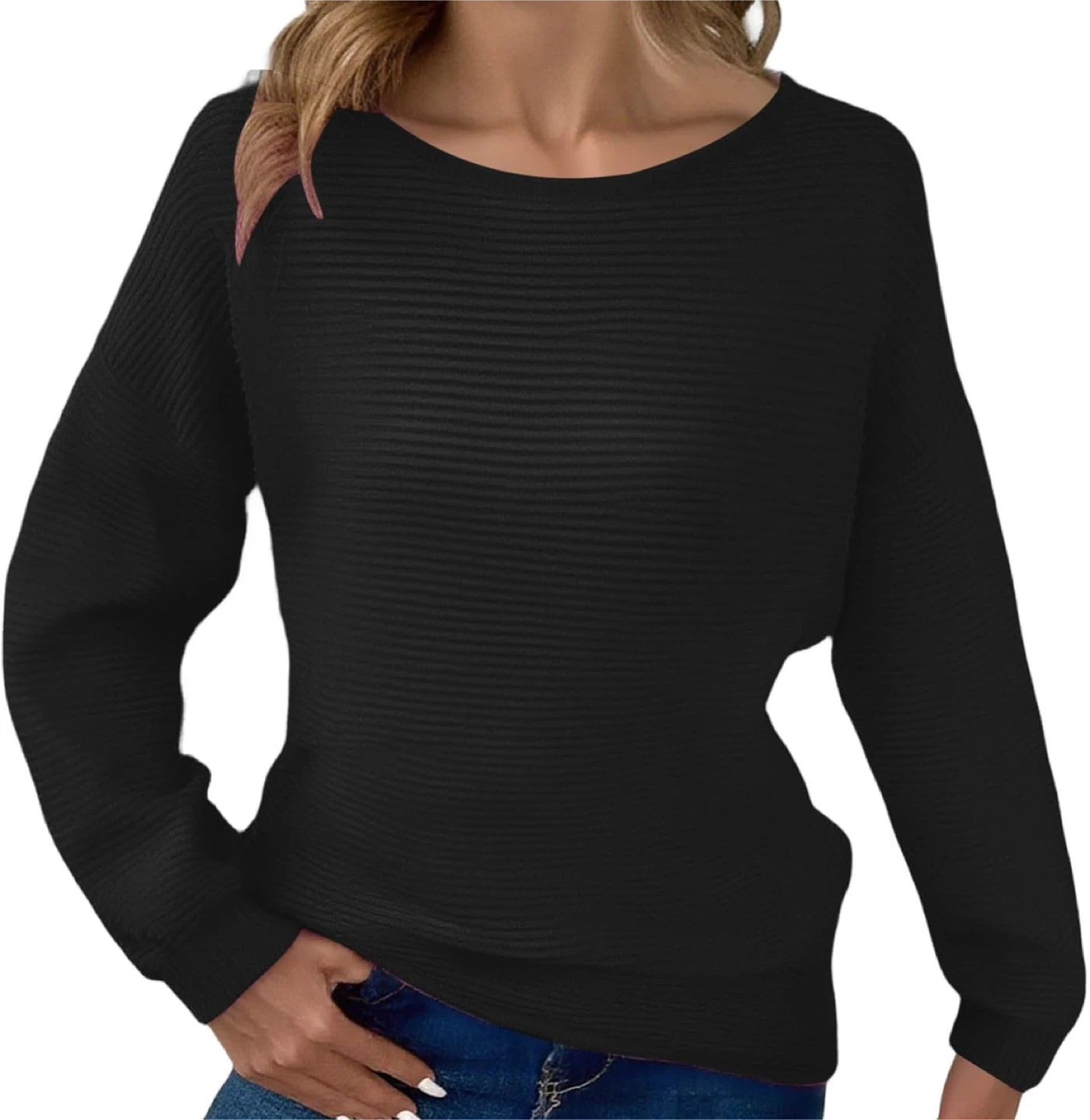 NEW! Black Knit Ribbed Crewneck Sweater - photo 3