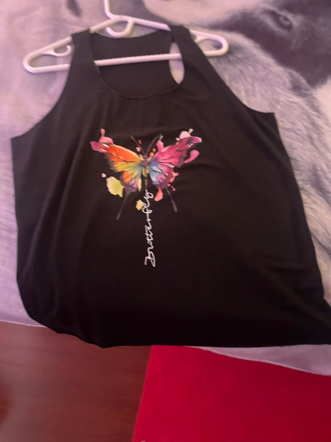 🥕Black Tank Top with Butterfly Graphic🥕 thumbnail