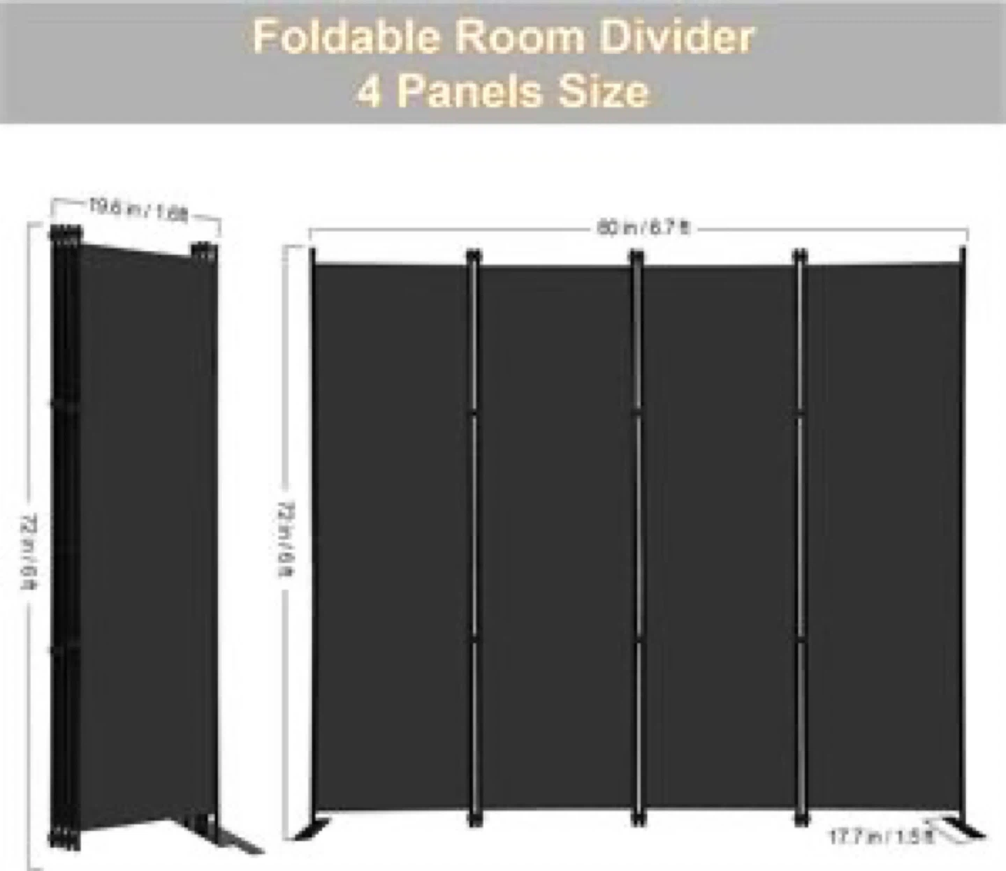 MAYOLIAH 4 Panel Room Divider 6Ft Tall Partition - photo 2