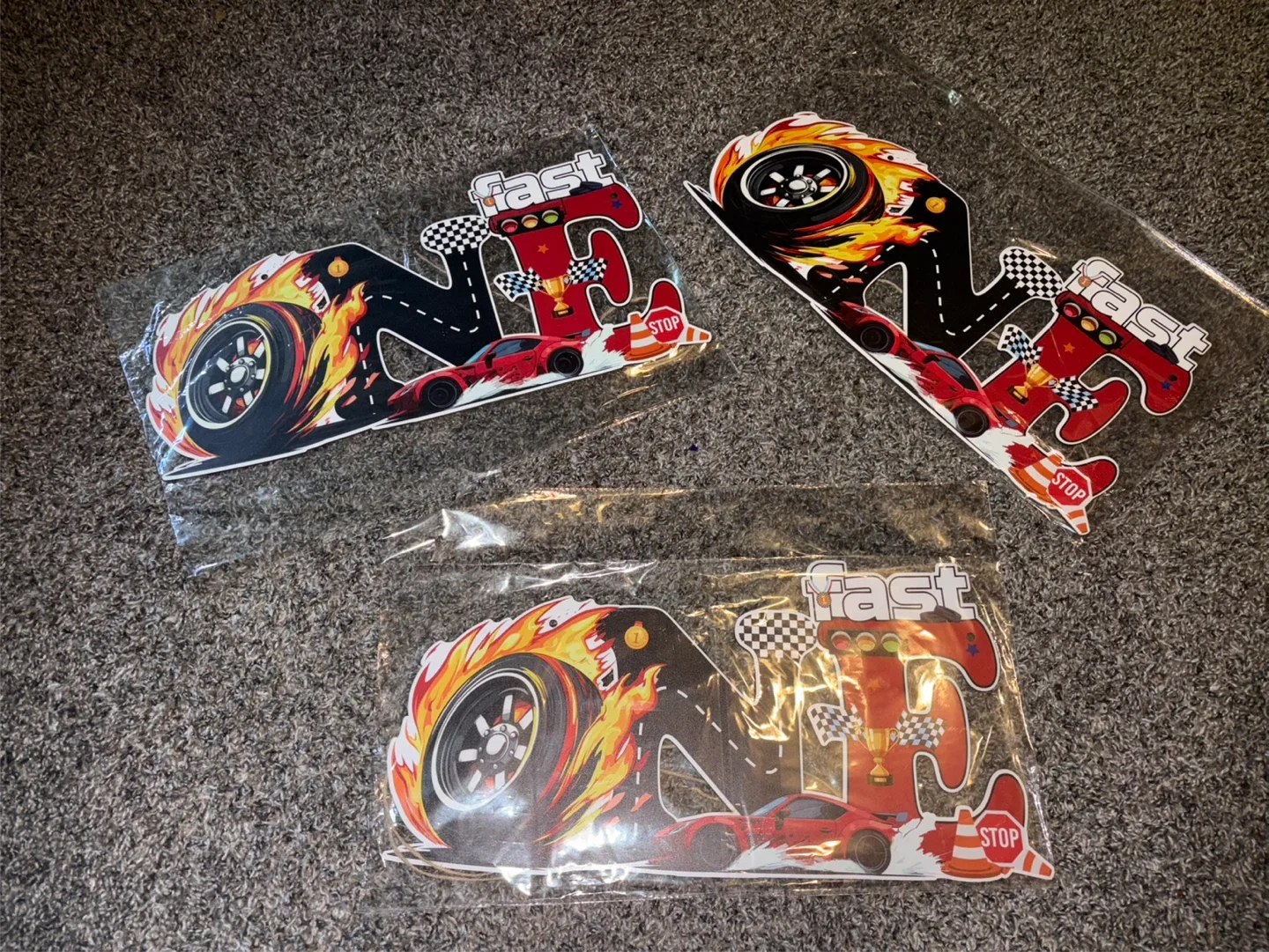 New Fast Car Themed first (1) birthday Party Decoration. image indicator(2)