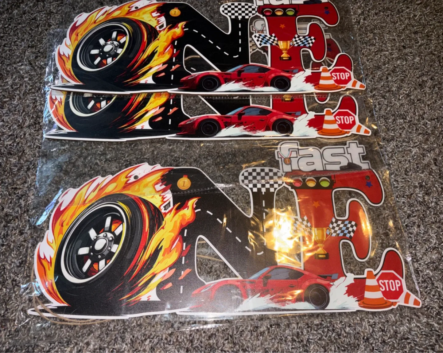 New Fast Car Themed first (1) birthday Party Decoration. image indicator(3)