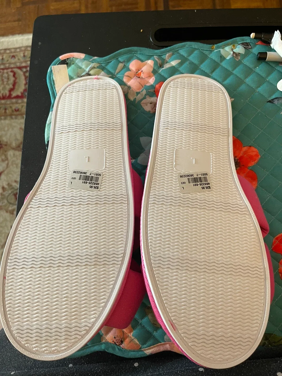 Penningtons Pink Criss-Cross Slippers - Size L image indicator(2)