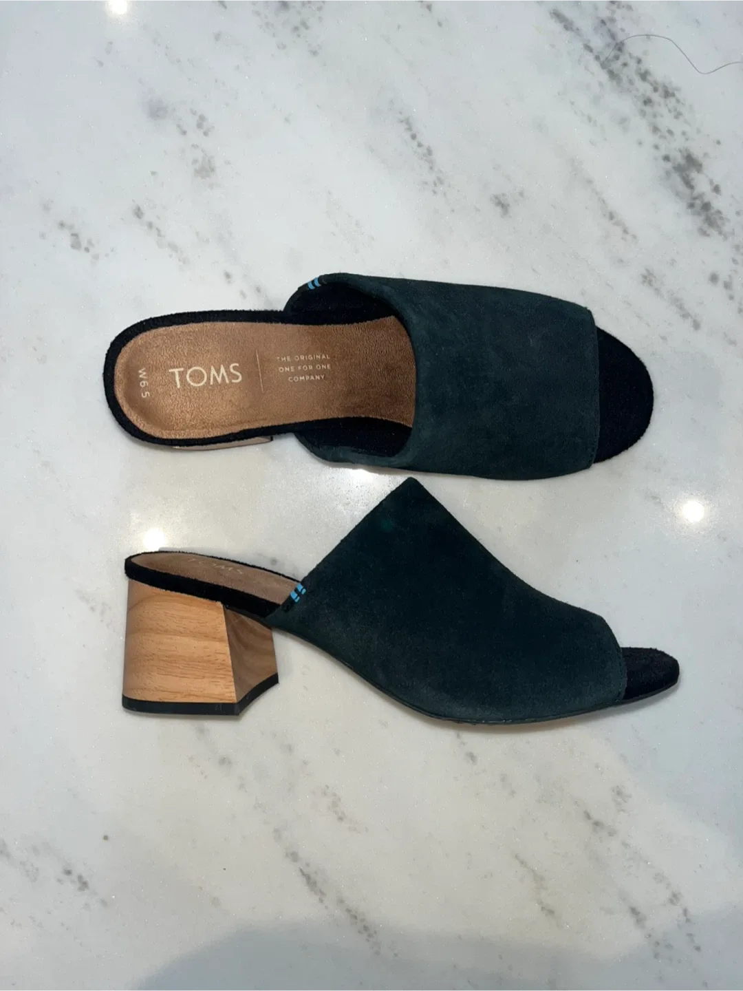**Never Used!!  TOMS Black Suede Mules - Size 6.5 thumbnail
