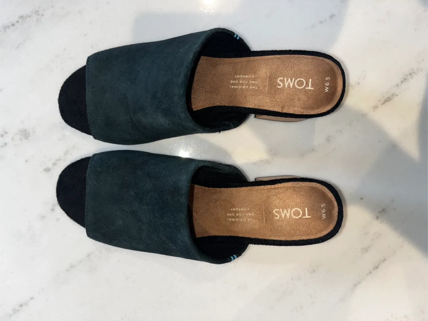 **Never Used!!  TOMS Black Suede Mules - Size 6.5 image indicator(3)