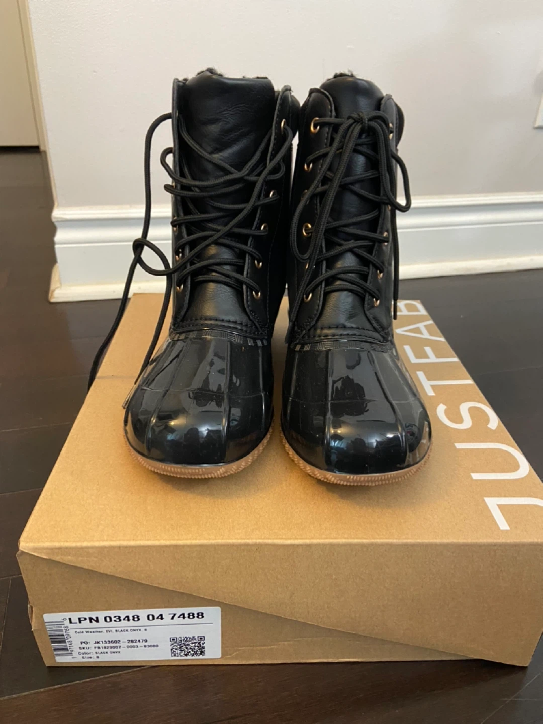 JustFab Black Duck Boots - Women's Size 8