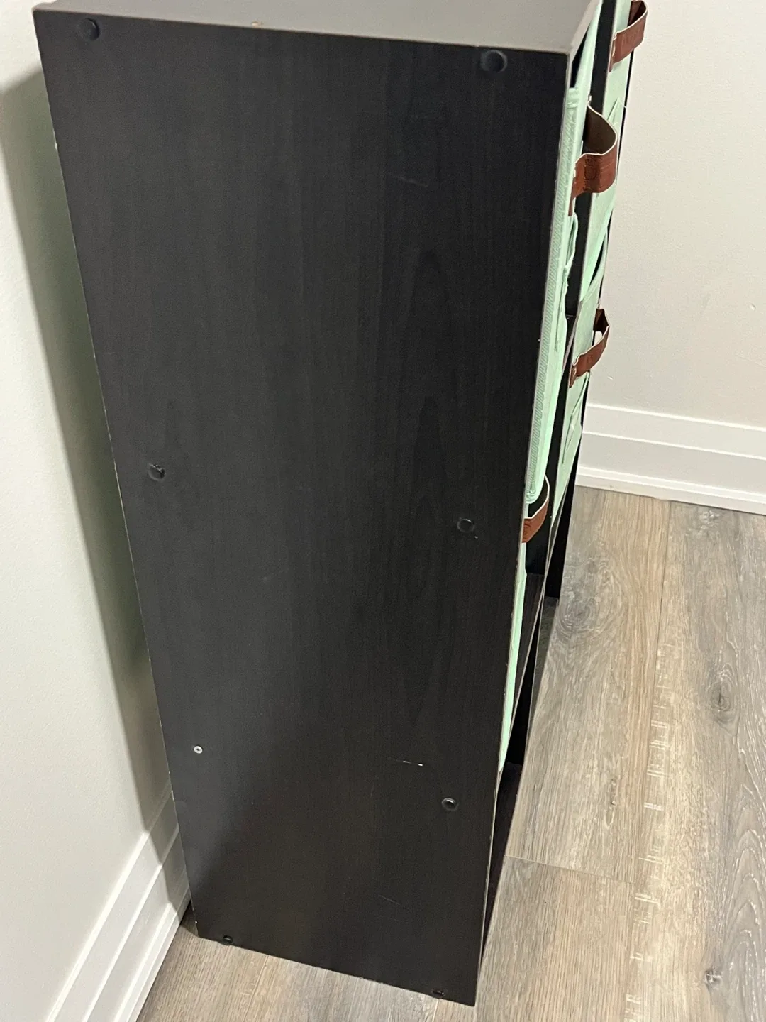 Black Shelf with 4 Mint Green Storage Bins (11x11) image indicator(2)