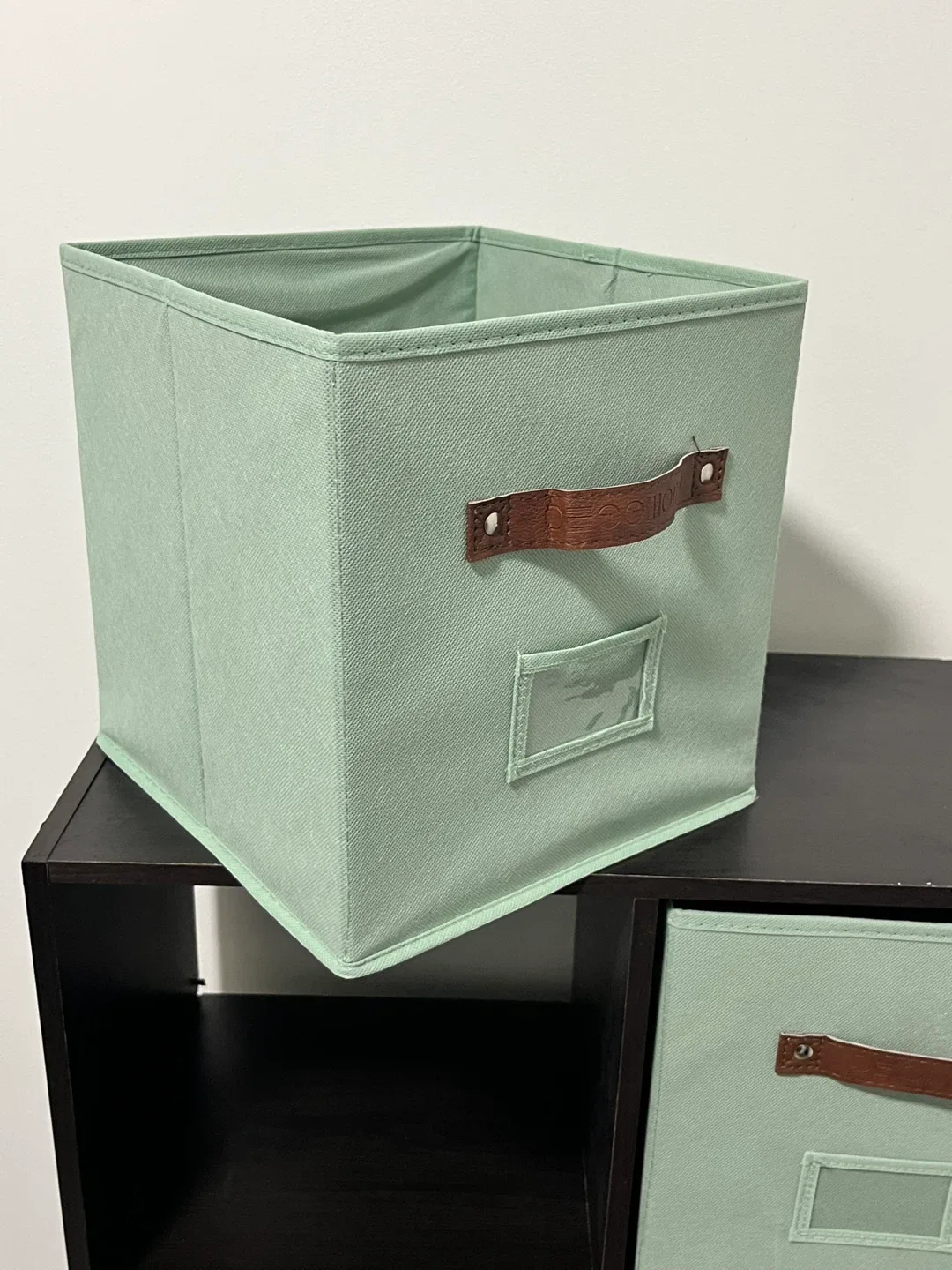 Black Shelf with 4 Mint Green Storage Bins (11x11) image indicator(3)