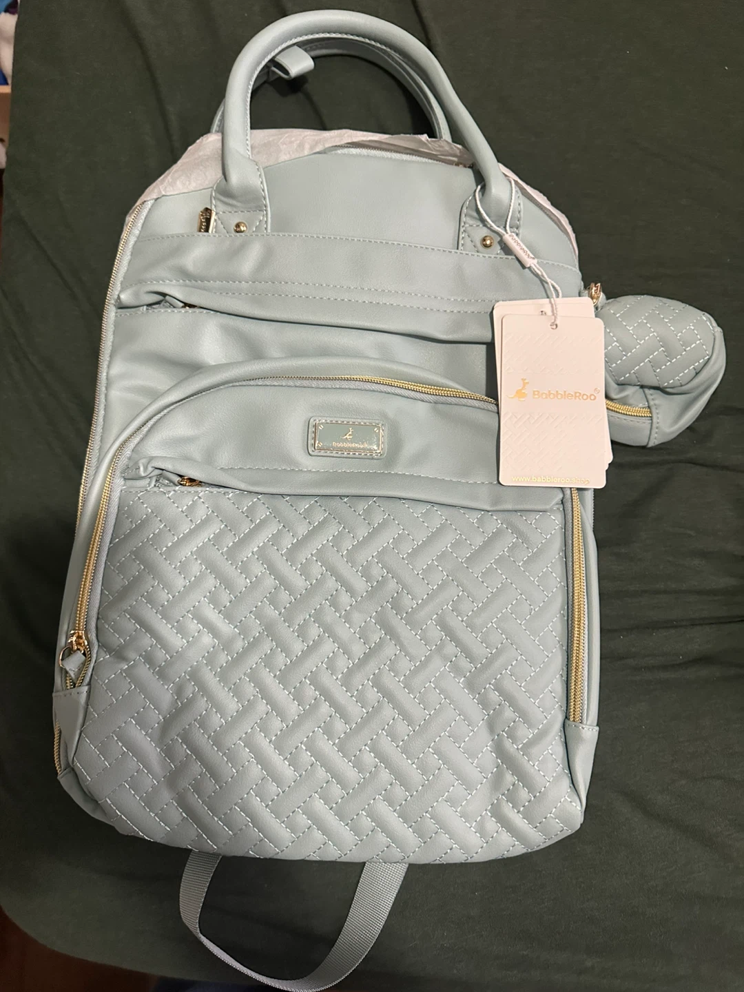 BabbleRoo Light Blue Diaper Bag Backpack - New