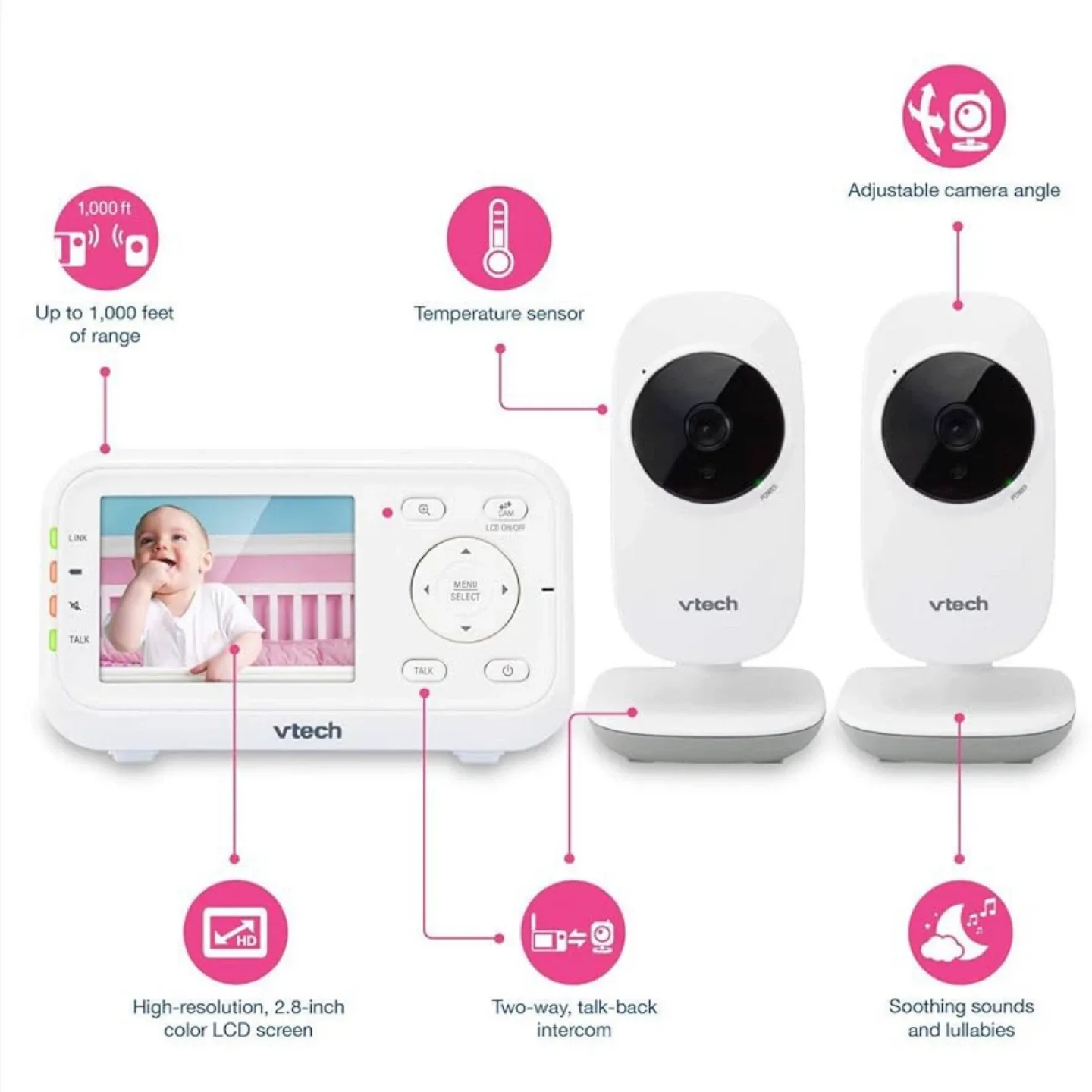 VTech 2 Camera Video Baby Monitor VM2251-2 image indicator(2)