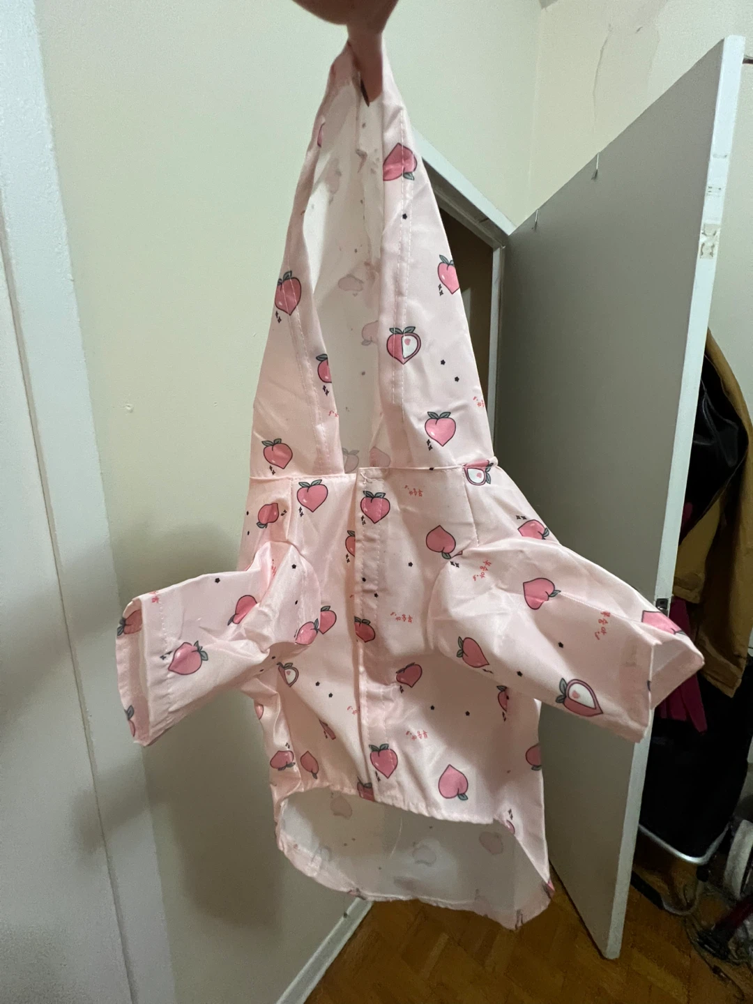 Pink Peach Print Dog Raincoat, Small