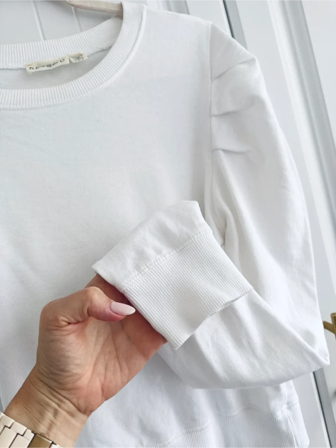 Puff Sleeve Sweatshirt White- Size S- RETROD image indicator(4)