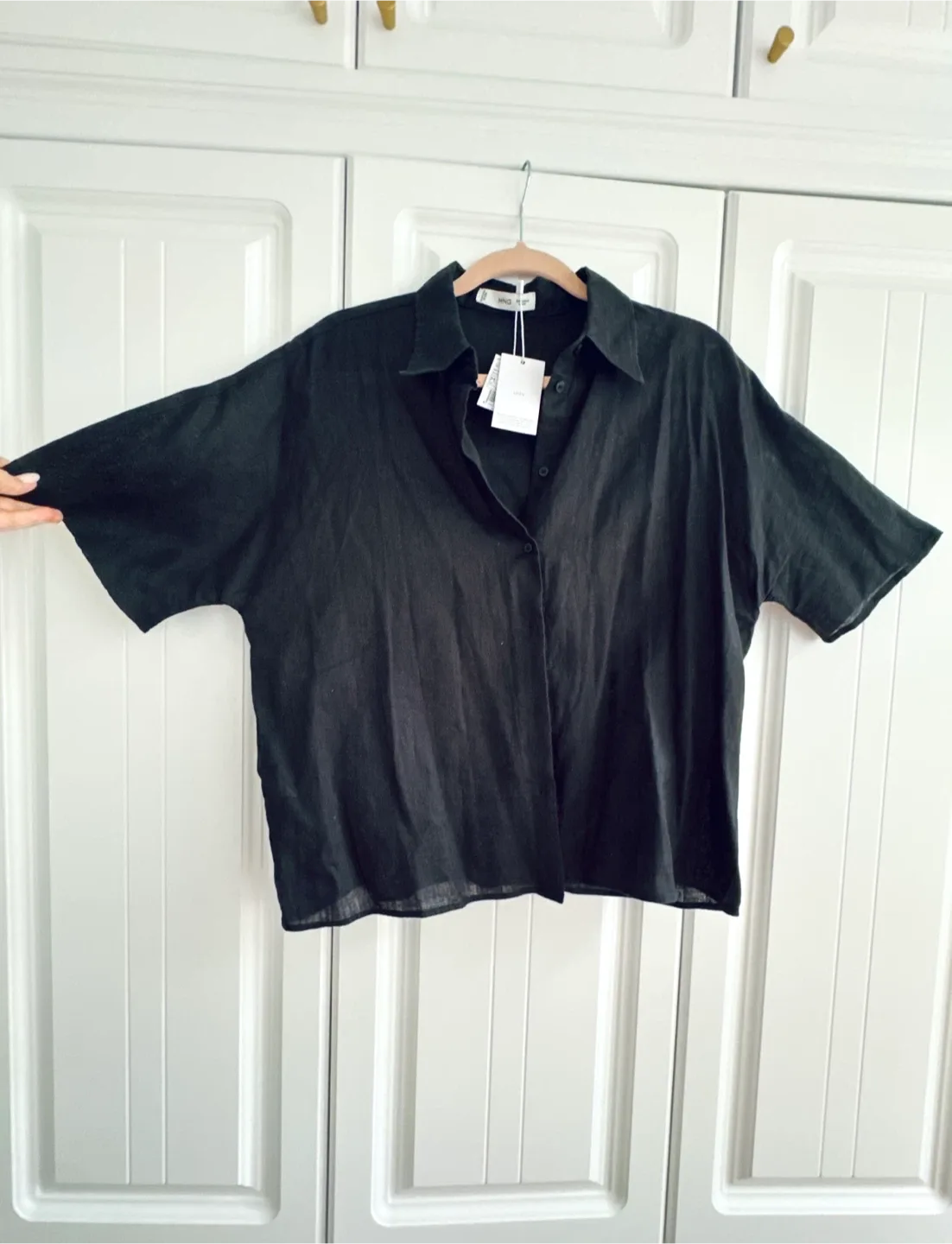 NEW Mango Black Linen Shirt - NEW WITH TAGS, Size M image indicator(4)