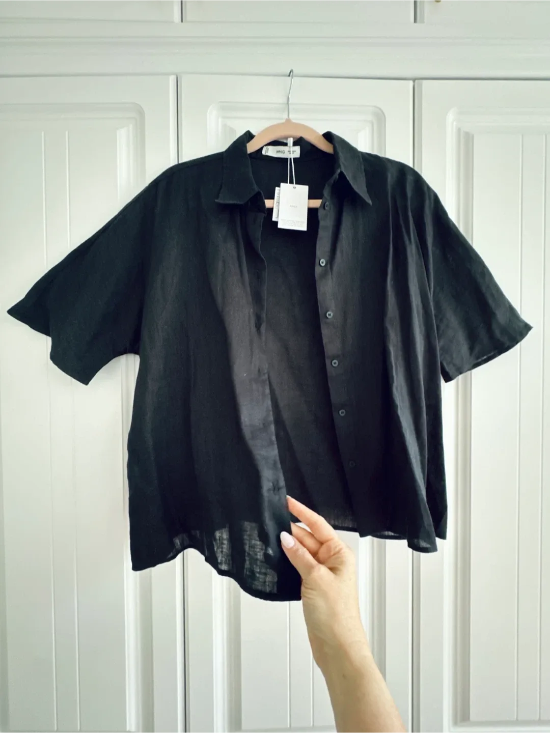 NEW Mango Black Linen Shirt - NEW WITH TAGS, Size M image indicator(3)