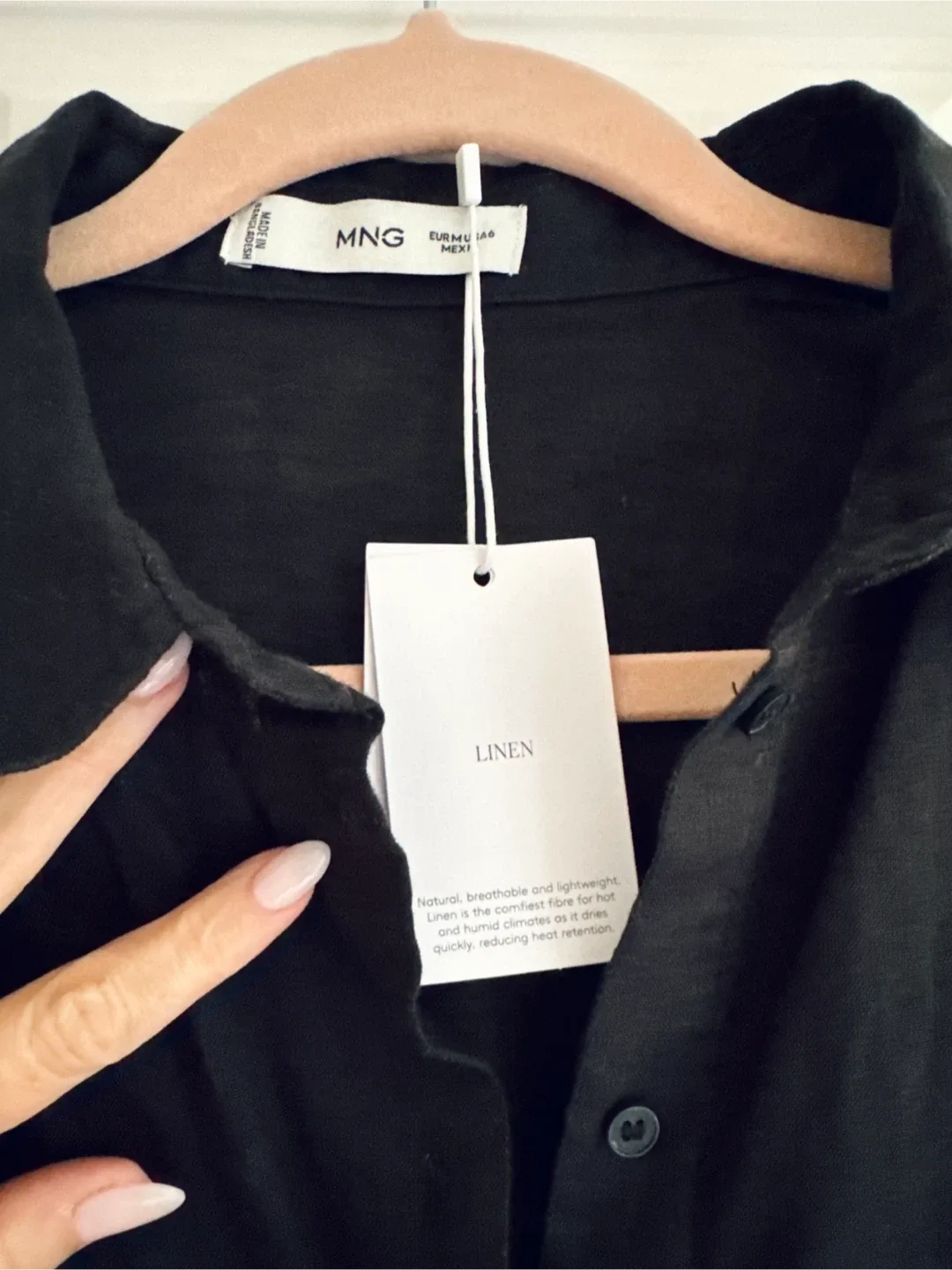 NEW Mango Black Linen Shirt - NEW WITH TAGS, Size M image indicator(2)