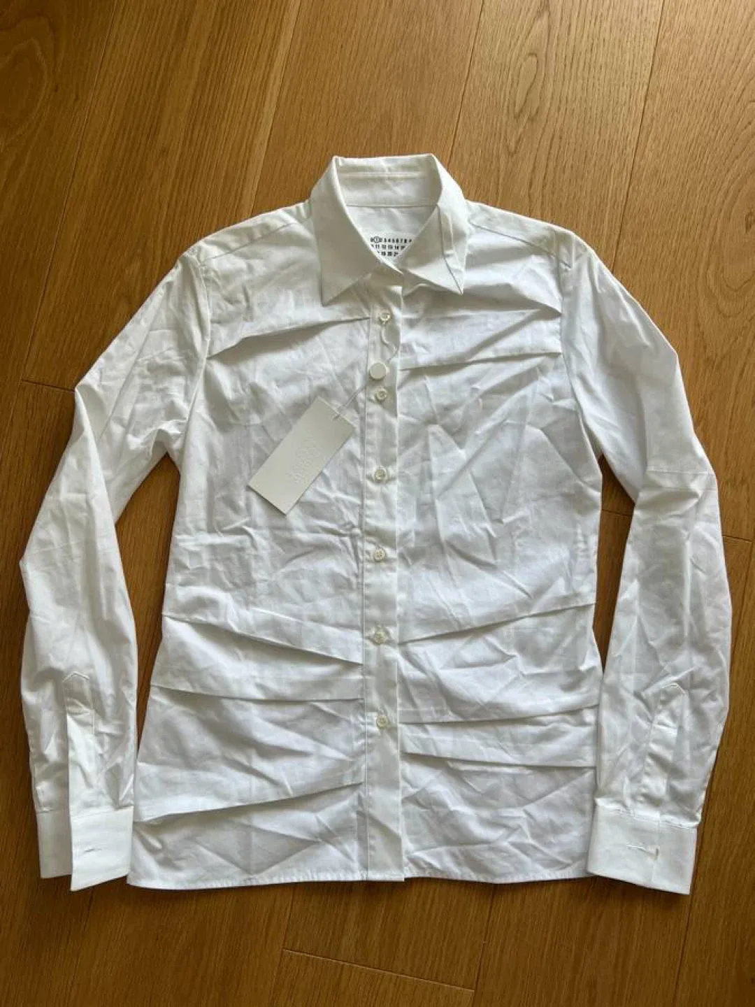 Maison Martin Margiela White Pleated Button Up Dress Shirt - 42