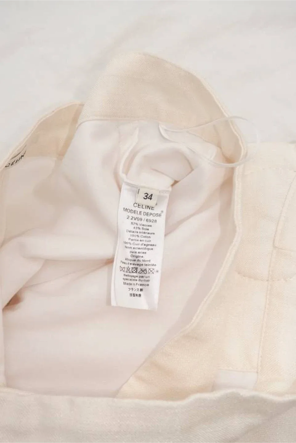 Celine by Phoebe Philo Cream Skirt with Leather Belt Detail - 34 image indicator(4)