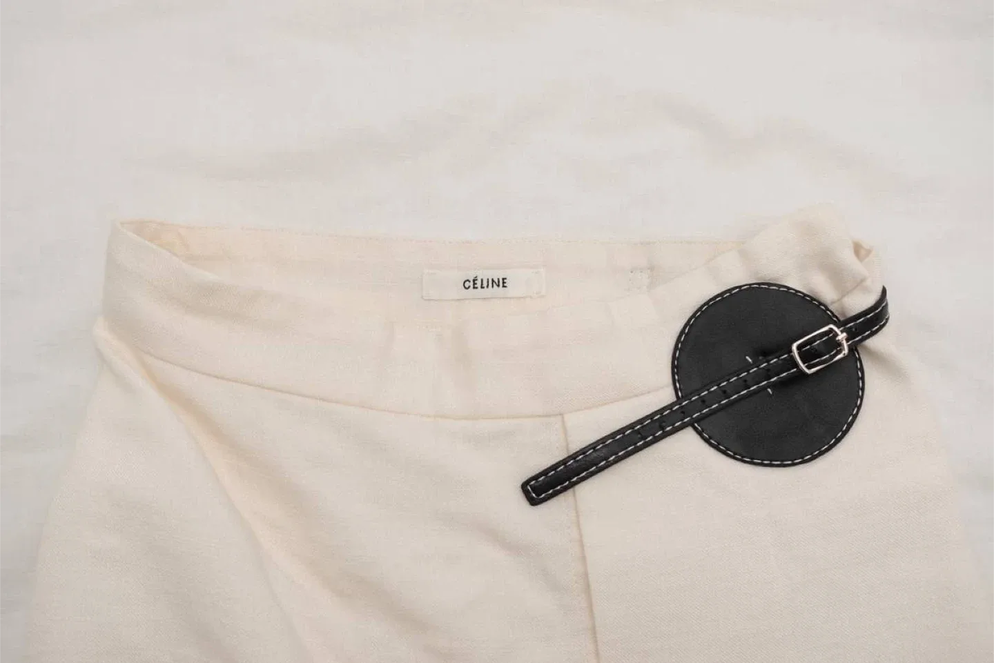 Celine by Phoebe Philo Cream Skirt with Leather Belt Detail - 34 image indicator(3)