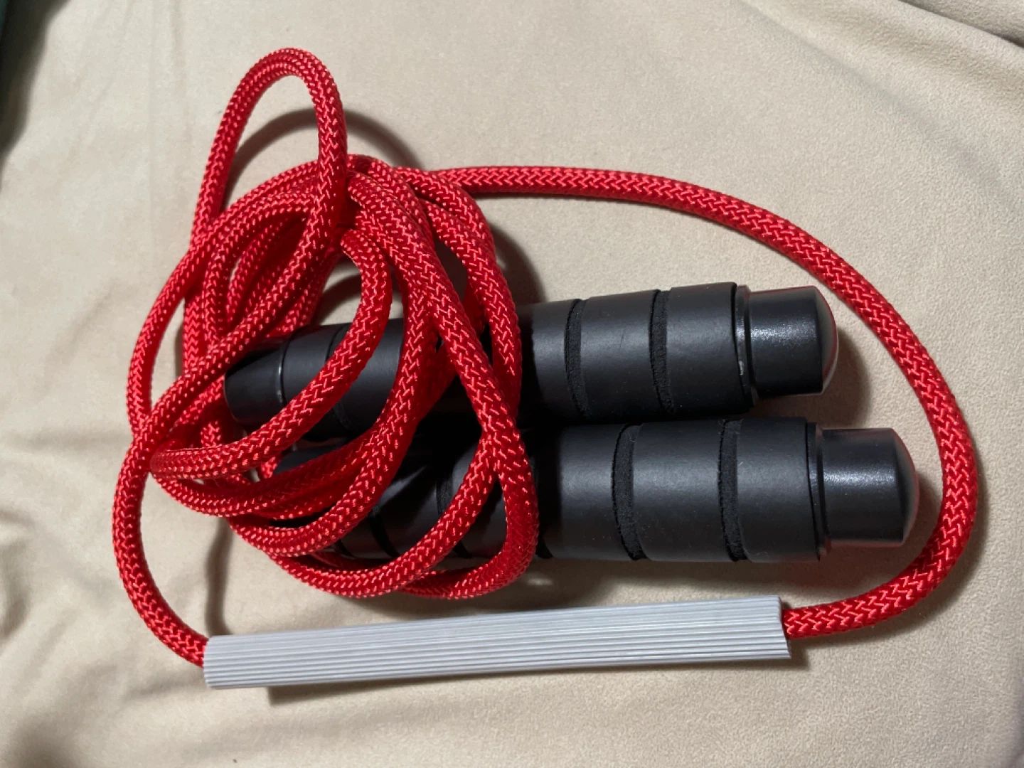 Red Jump Rope with Black Handles
