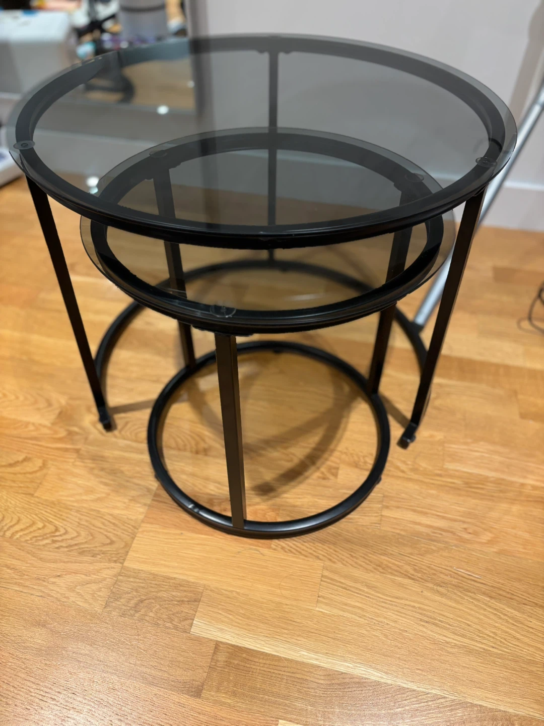 Nesting Coffee Tables - Black Frame & Glass Top
