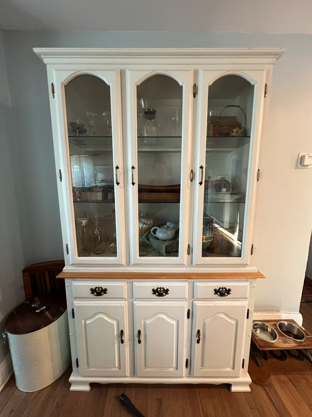 White China Cabinet with Glass Doors