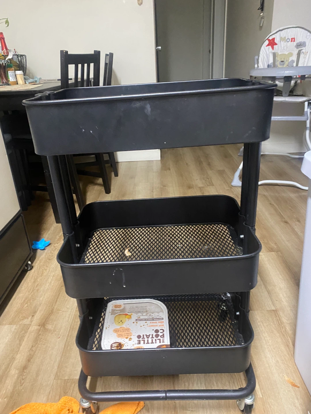 Black 3-Tier Rolling Cart - photo 2