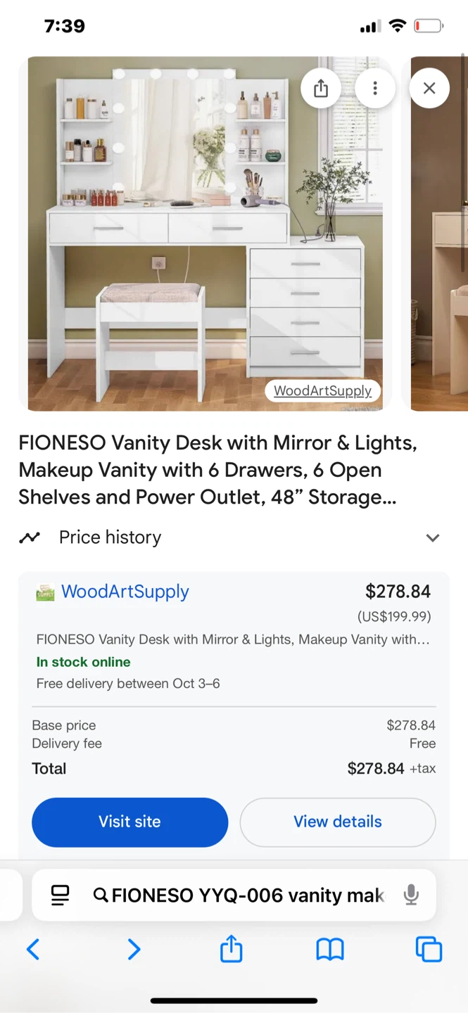 FIONESO Vanity Desk with Mirror & Lights, Makeup Vanity - photo 3