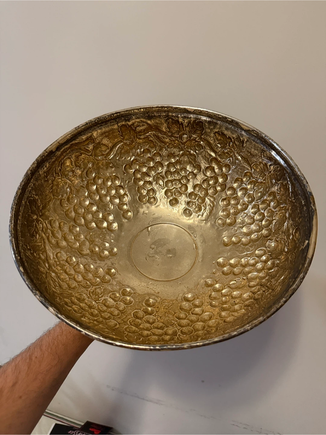 Vintage Silver Plated Bowl with Grape Design - photo 2
