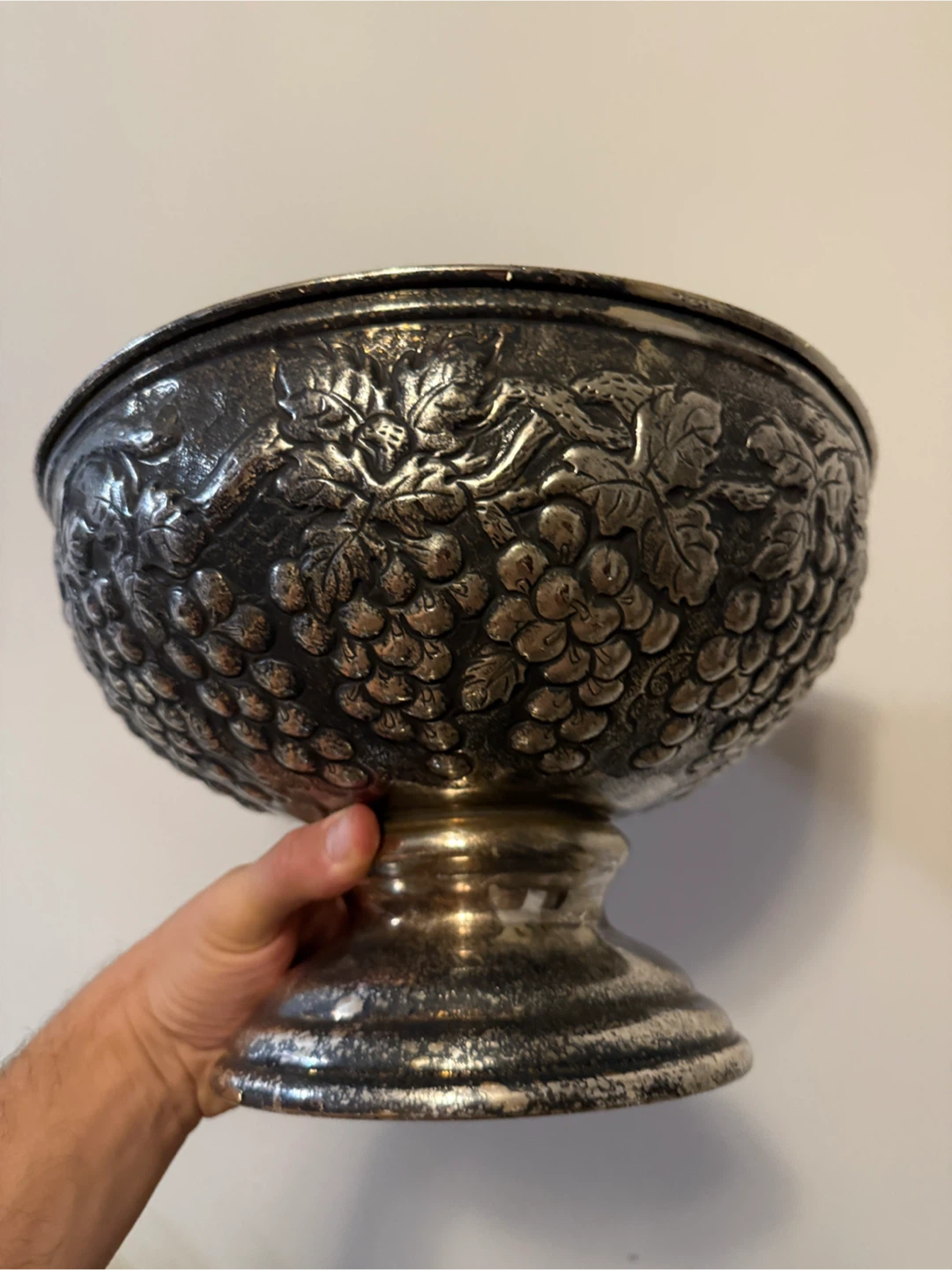 Vintage Silver Plated Bowl with Grape Design