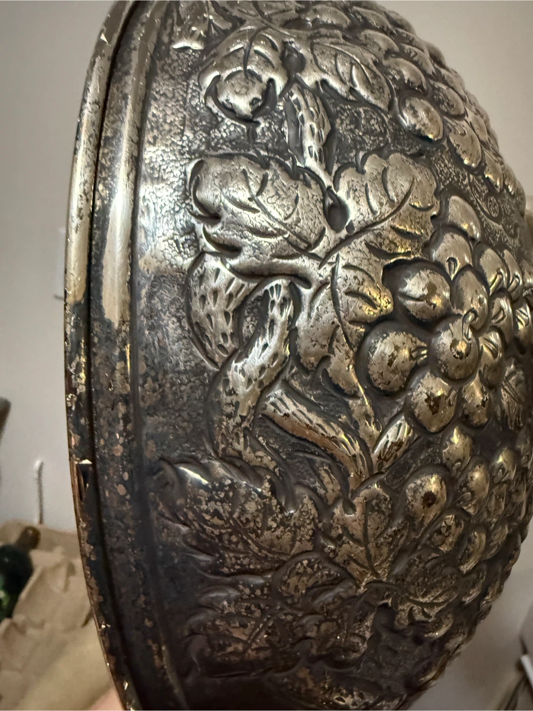Vintage Silver Plated Bowl with Grape Design - photo 4