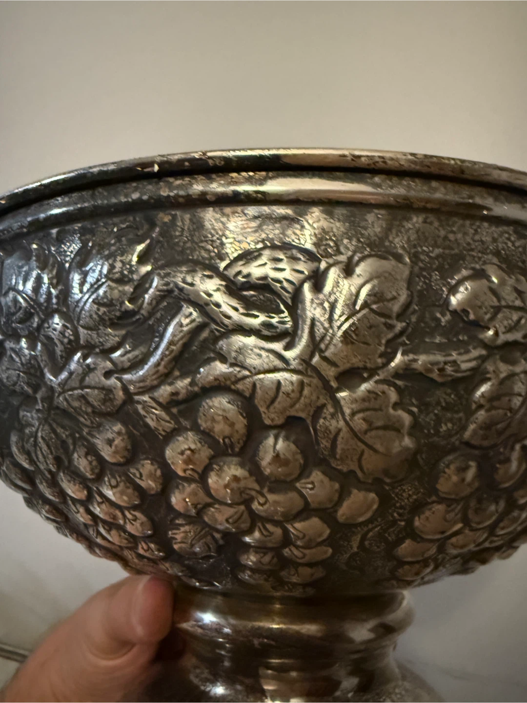 Vintage Silver Plated Bowl with Grape Design - photo 3