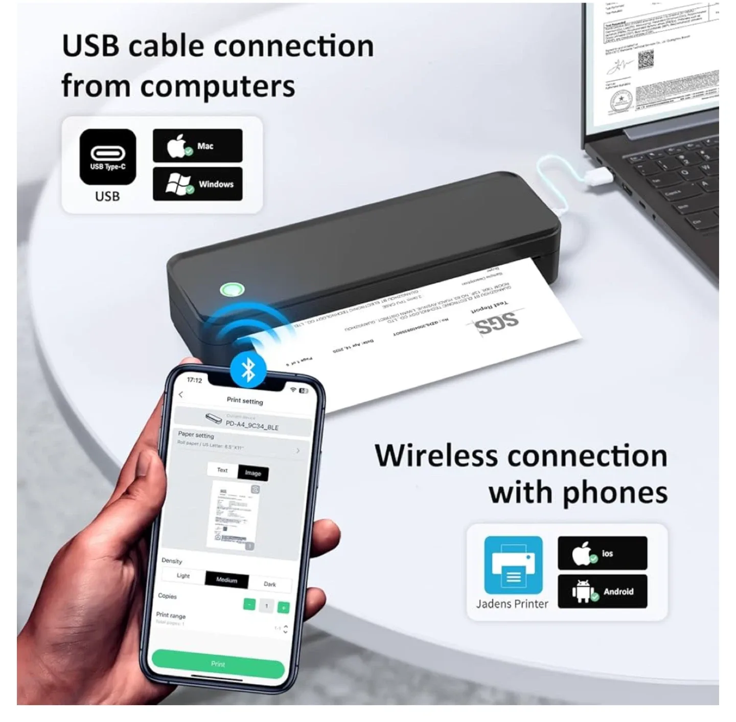 Gloryang Portable Thermal Printer image indicator(2)