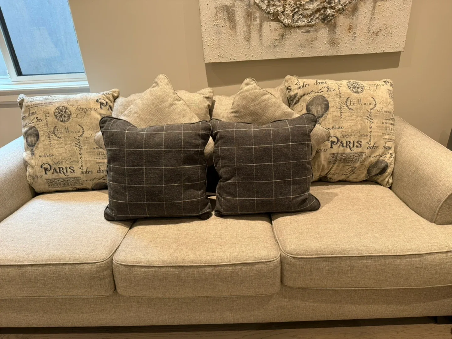 Sofa with Decorative Throw Pillows - Set of 4 thumbnail