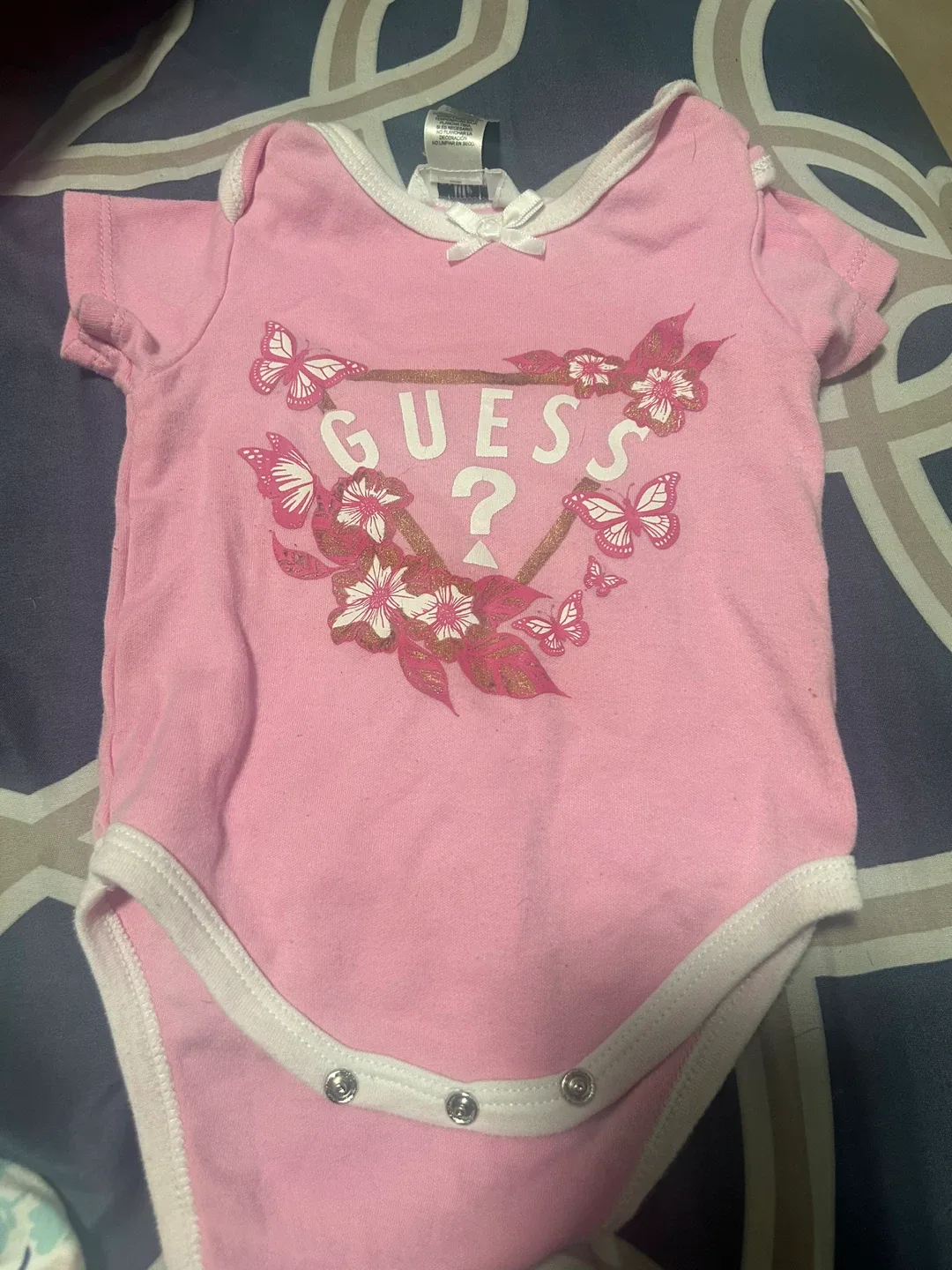 Guess Baby Pink Butterfly Onesie (3-6M) thumbnail