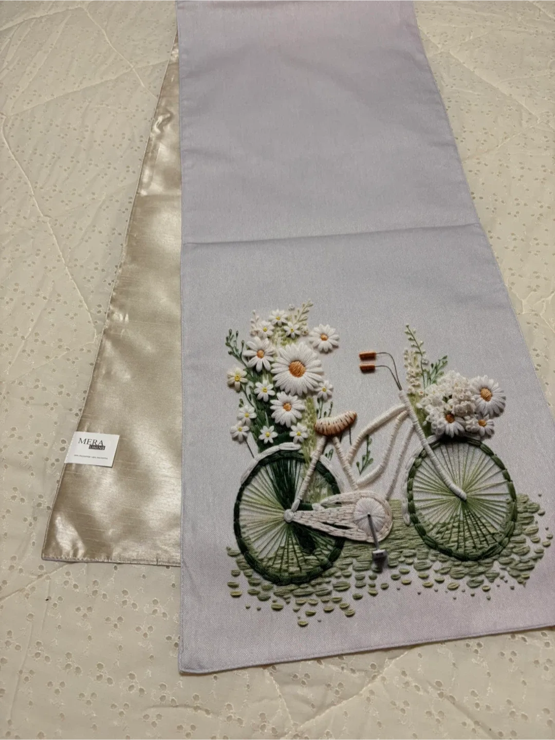 Mera Linens Table Runner with Bicycle Embroidery image indicator(2)