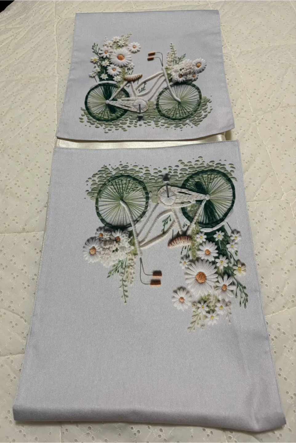 Mera Linens Table Runner with Bicycle Embroidery
