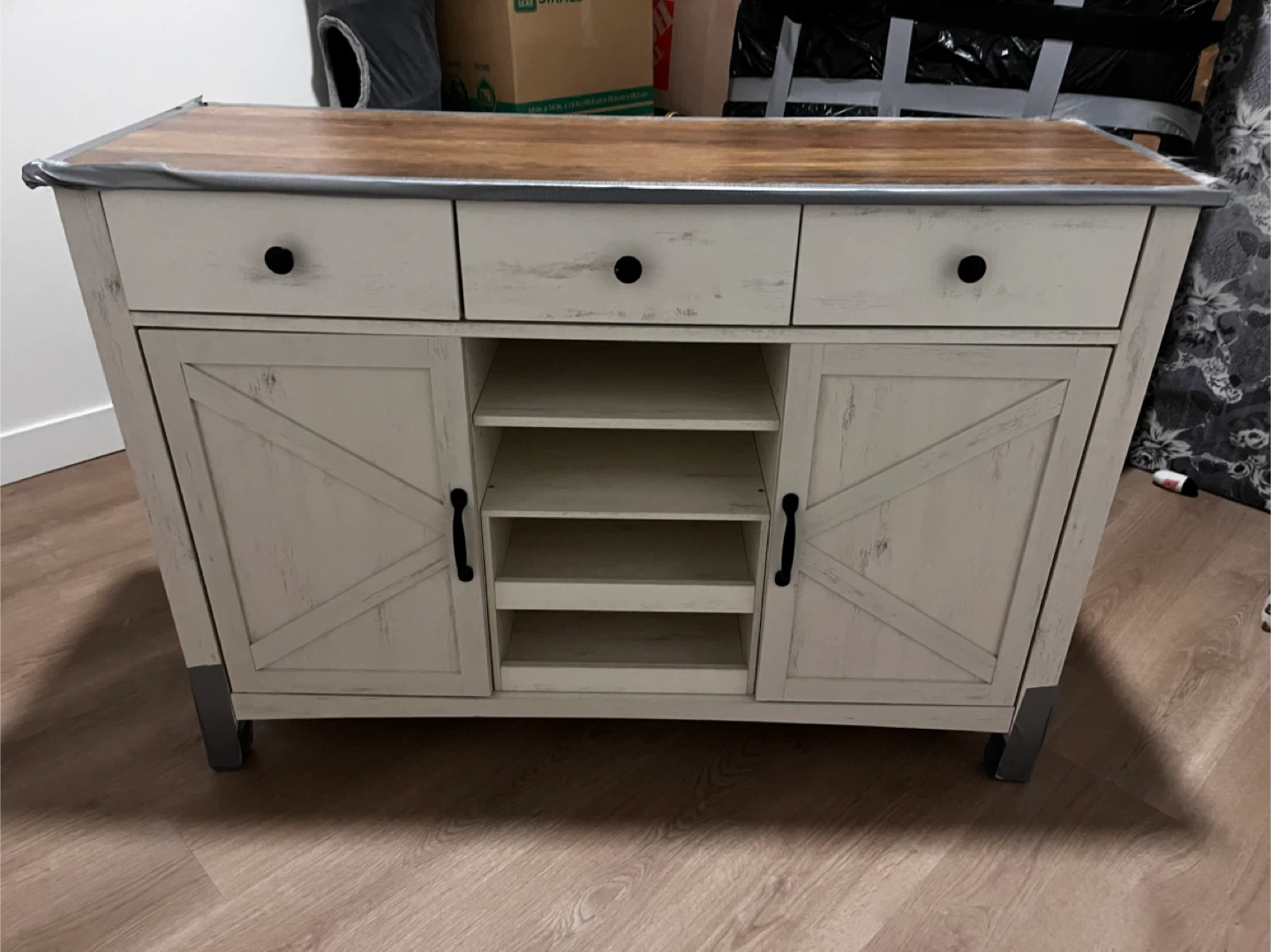 White Farmhouse Style Media Console