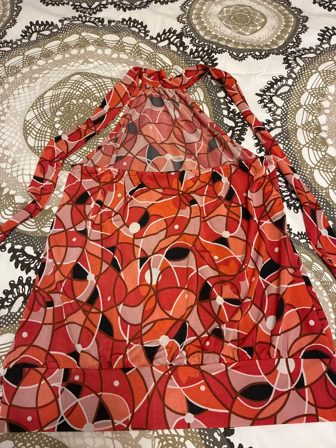 Red Patterned Halter Dress - Size 6 image indicator(2)