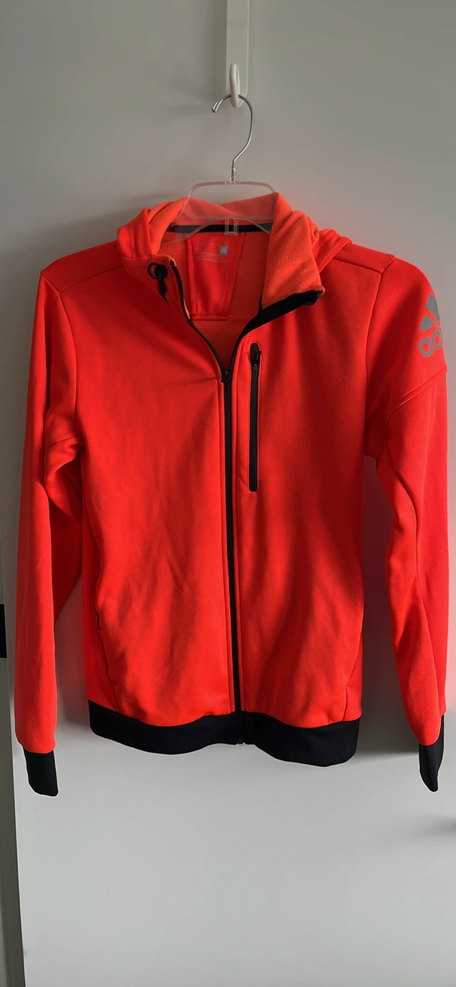 Adidas Orange Zip Up Hoodie - Size S