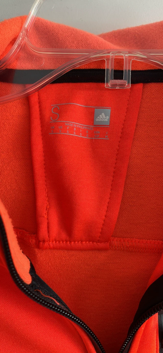 Adidas Orange Zip Up Hoodie - Size S - photo 3