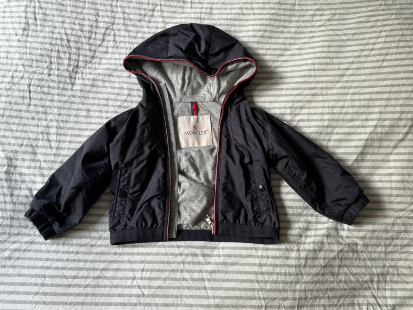 Moncler Enfant Anton Rain Jacket (Navy Blue, Size 9-12 months) image indicator(3)