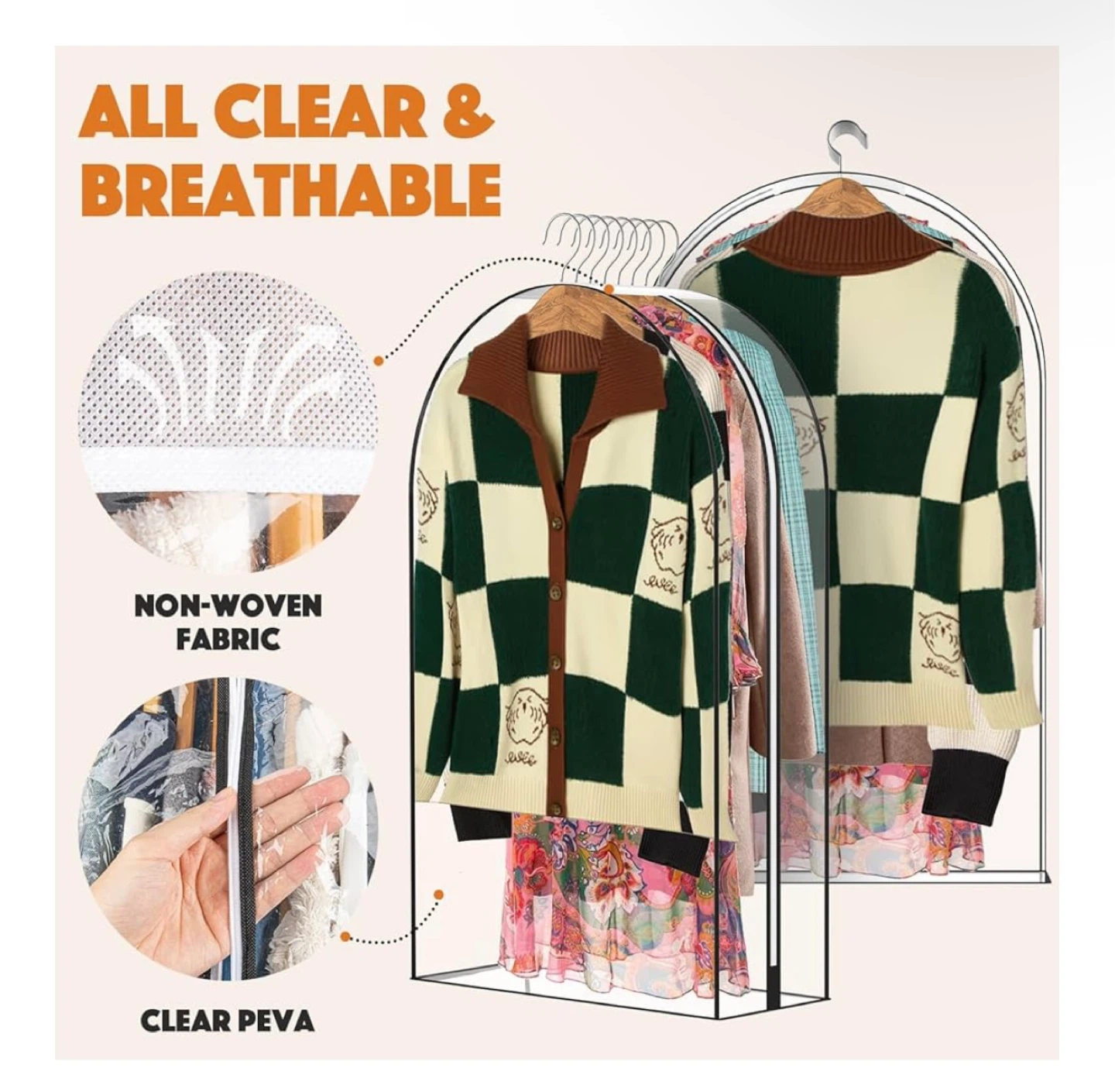 6 Hanging Garment Bag Rack, Clothes Organizer