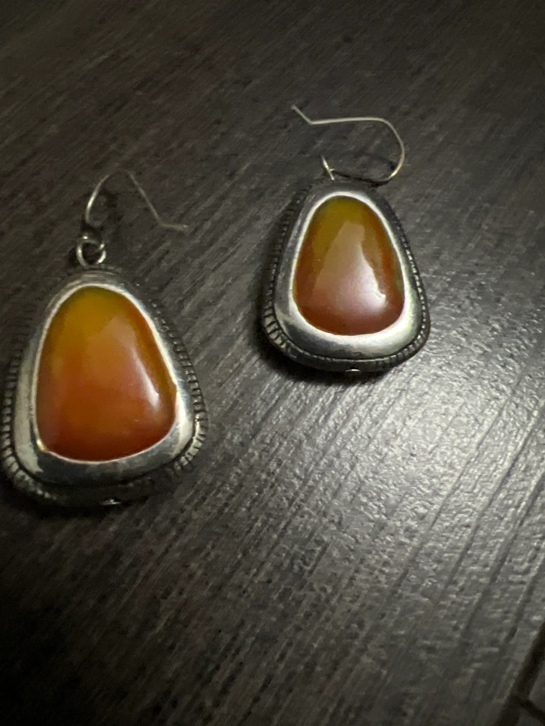 Drop Earrings with Amber Stone