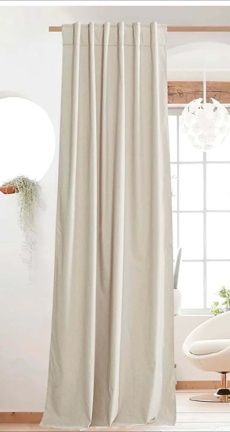 Blackout Linen Curtains - Beige, 52" x 84" image indicator(3)