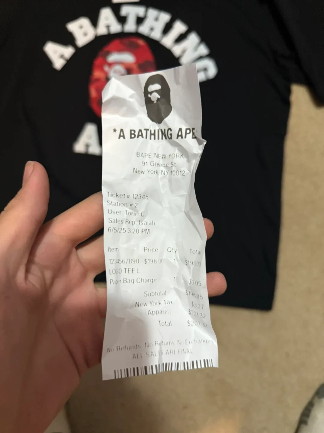 Black and Red Bape Tee Shirt-SIZE L image indicator(7)