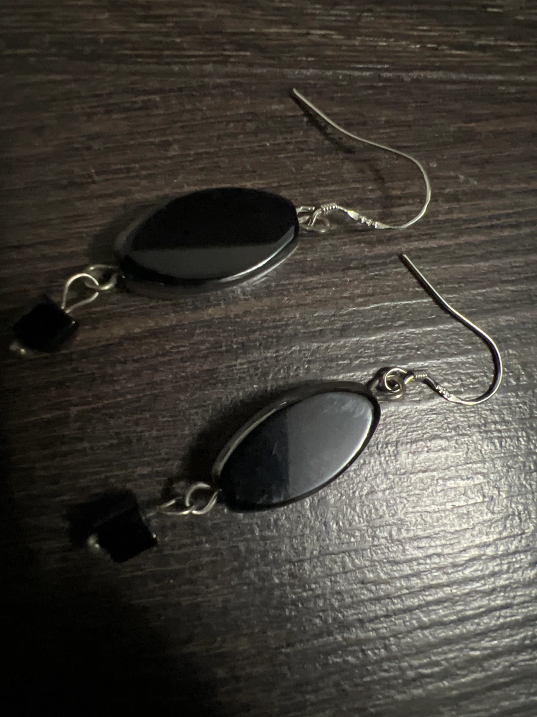 Black Stone Dangle Earrings