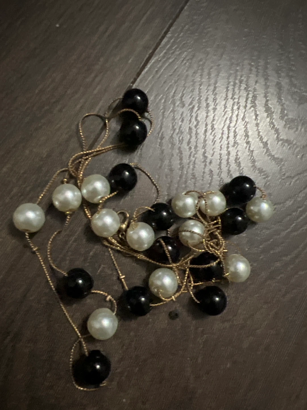 Pearl and Black Bead Necklace