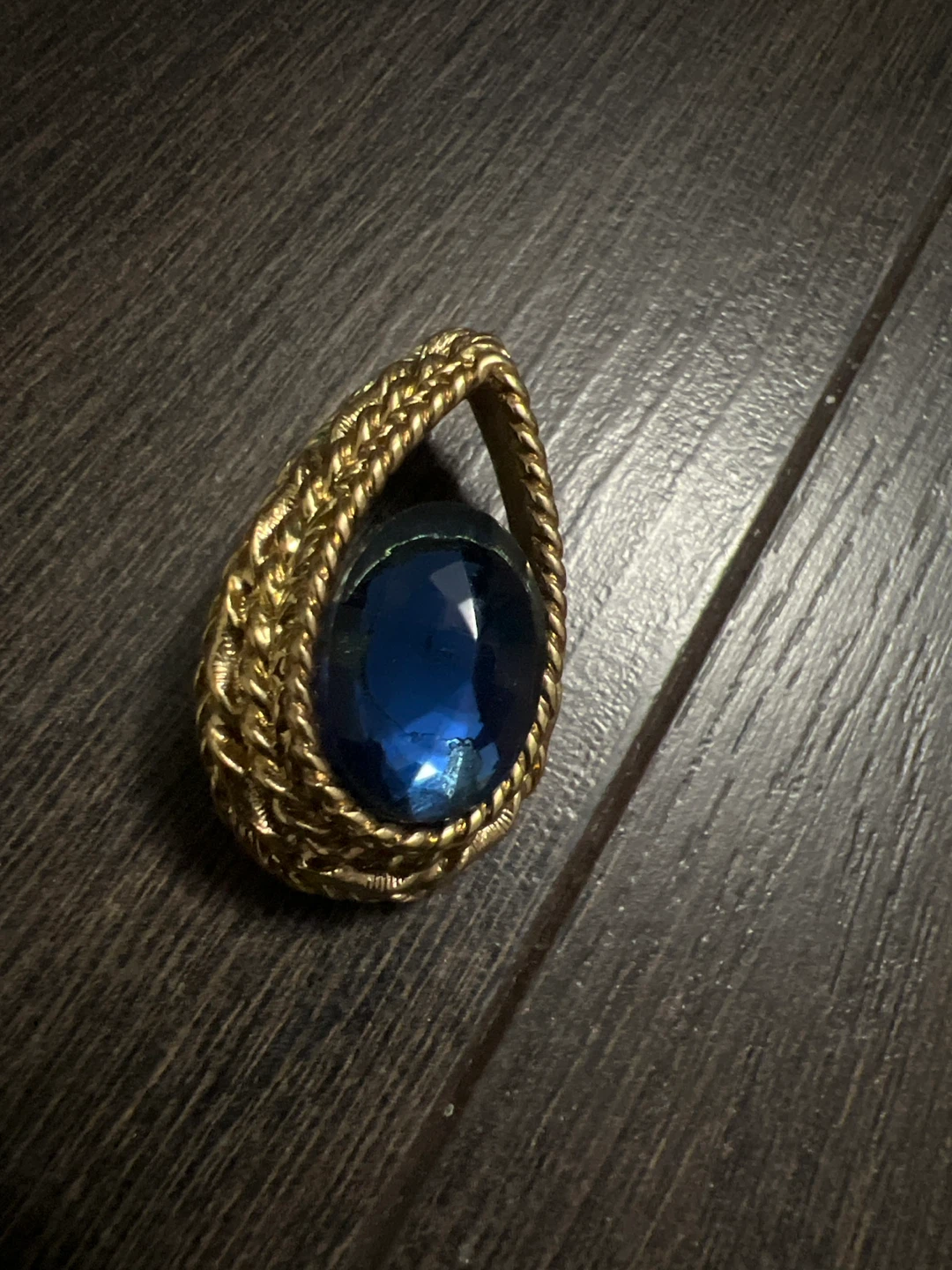 Vintage Blue Stone Gold Tone Pendant