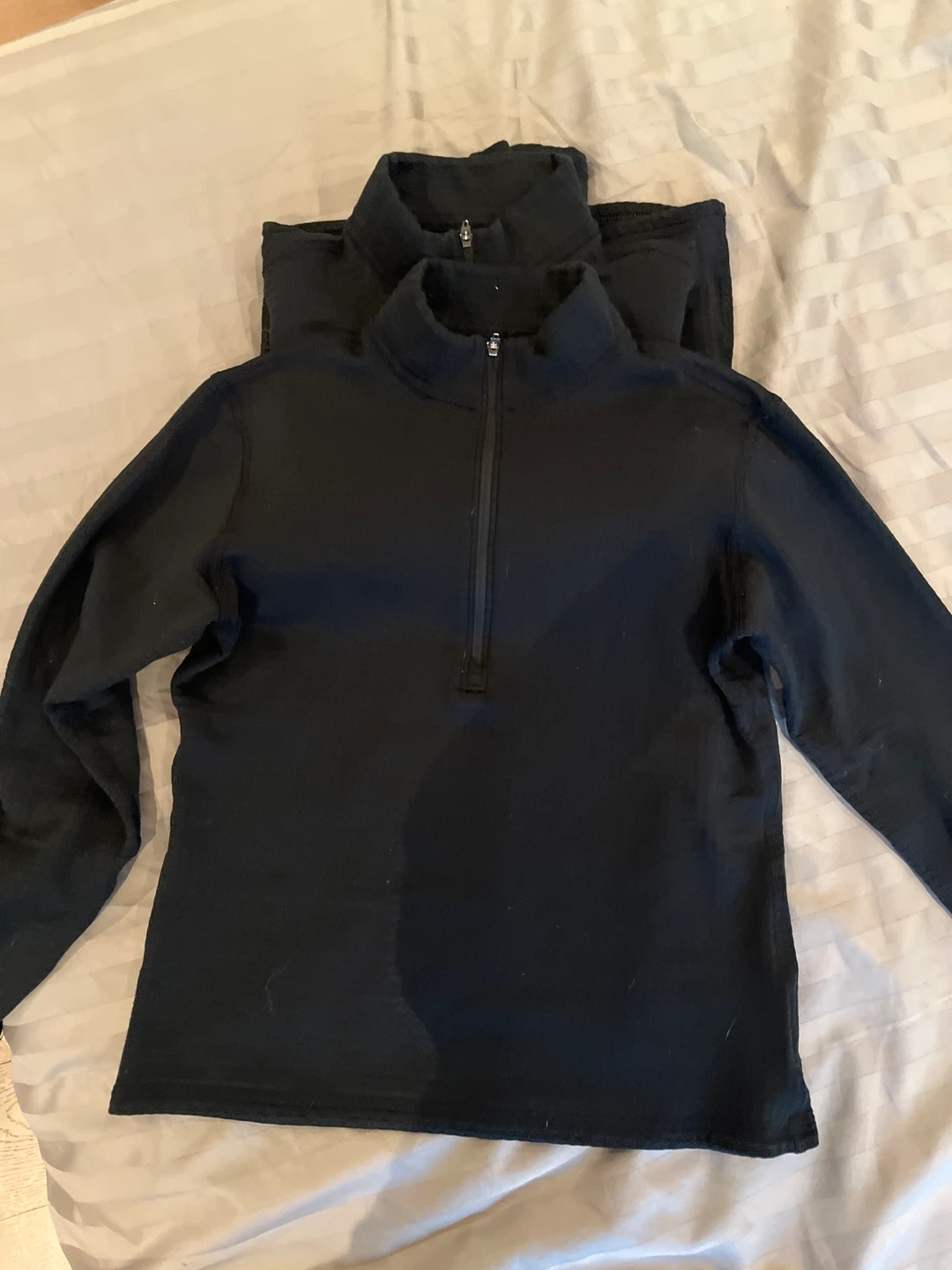 2 MEC Black 1/2 Zip base layer tops  - Size 12 youth
